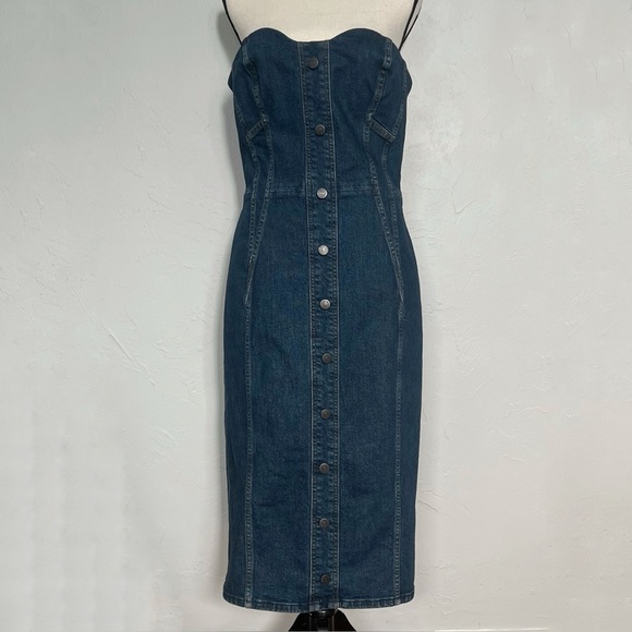 NWT Veronica Beard Denim Sheath Dress Size 12 Midi Liza - Picture 4 of 12